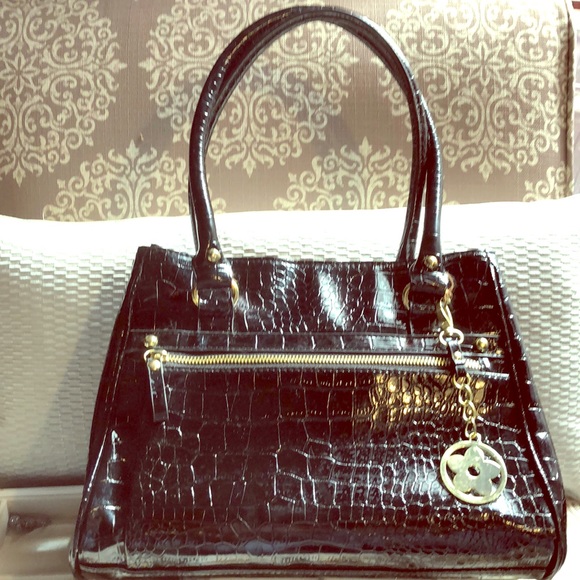 Bueno Handbags - Black Patent Leather Style Handbag made by Bueno.